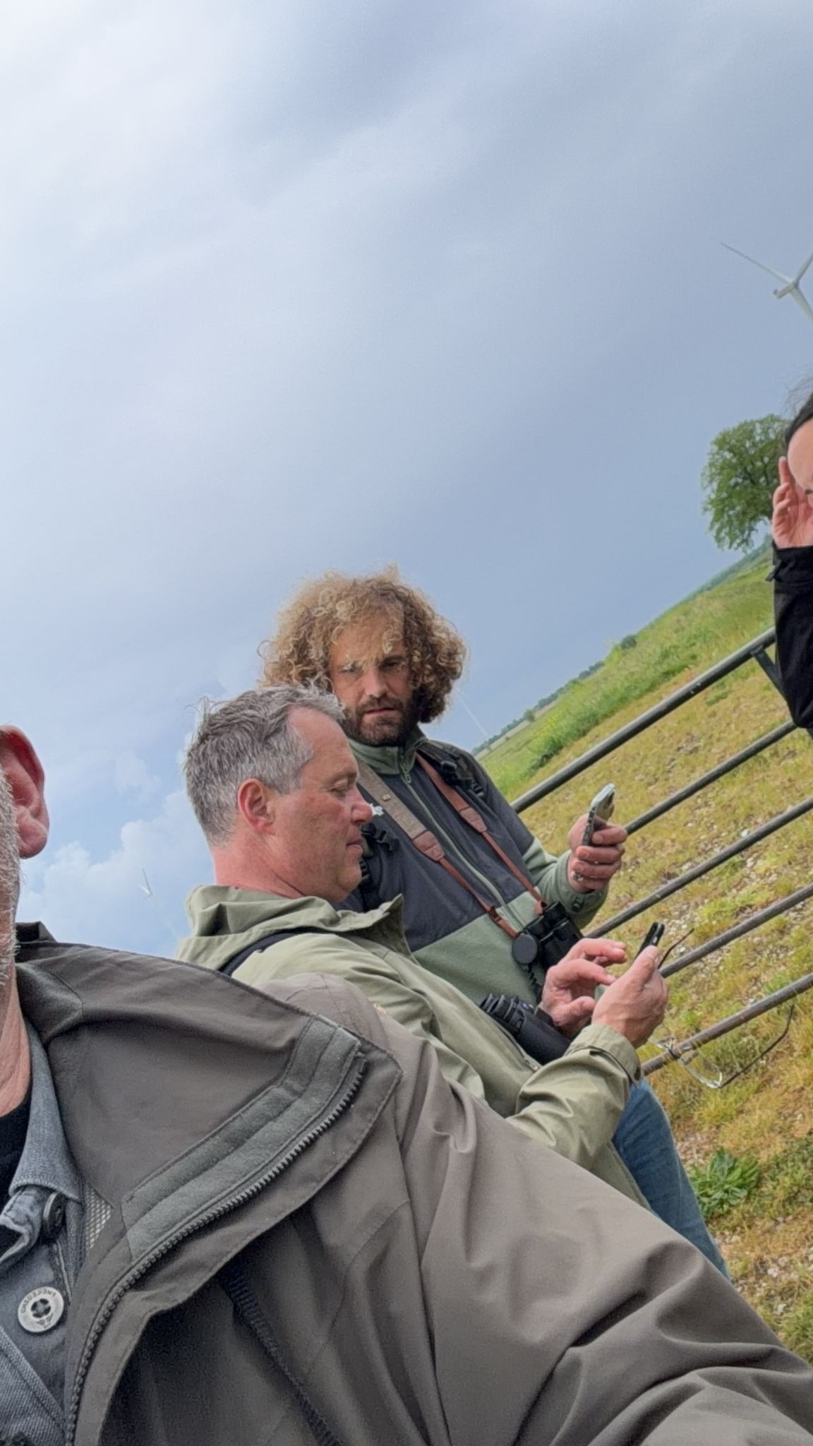 De tussenstand vergelijken in het veld. Foto: David Janssens Team Wouw vergelijkt de tussenstand op de telefoon